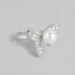 DressBerry Women Stone & Bead -Studded Bow-Shaped Adjustable Finger Ring-31
