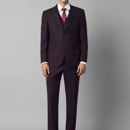 Louis Philippe Maroon Slim Fit Three Piece Suit-image-48