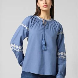 Van Heusen Blue Embroidered Top-image-45