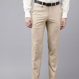 Van Heusen Men Checked Slim Fit Formal Trousers-image-7