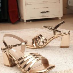 Elle Women's Rose Gold Ankle Strap Sandals-91