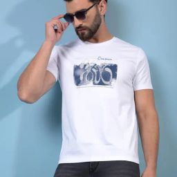 Crimsoune Club White Slim Fit Graphic Print T-Shirt-image-68