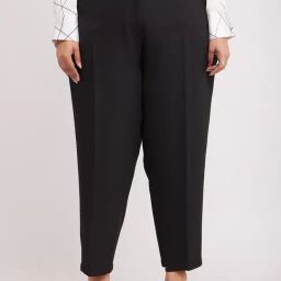 Fablestreet Black Polyester Relaxed Fit Mid Rise Trousers-image-88