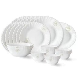 Larah by Borosil Ingot Fluted White Opalware 27 Pieces Dinner Set-picture-4