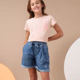 U.S. Polo Assn. Girls Pink Puff Print Relaxed Fit T-Shirt-image-34
