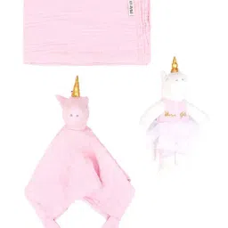 MiArcus Pink & White Cotton 210 GSM Gift Set (0-6 Month) - Set of 2-image-95