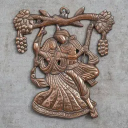 eCraftIndia Metal Wall Hanging of Radha Krishna on Swing-2