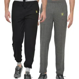 Vimal Jonney Black & Dark Grey Regular Fit Trackpants and Joggers - Pack of 2-image-13