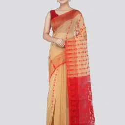 Pinkloom Beige Cotton Woven Saree-picture-14