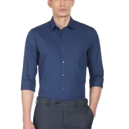 Arrow Cobalt Blue Cotton Regular Fit Printed Shirt-picture-17