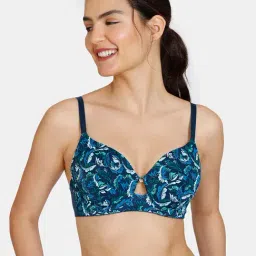 Zivame Blue Printed Half Coverage T-Shirt Bra-image-9