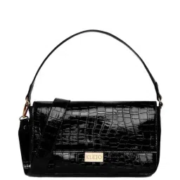 KLEIO Black Textured Medium Handbag-74
