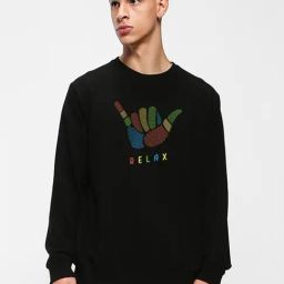 Bewakoof Black Regular Fit Graphic Print Sweatshirt-image-83