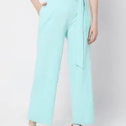 Vero Moda Sky Blue Cotton Straight Fit Pants-picture-36