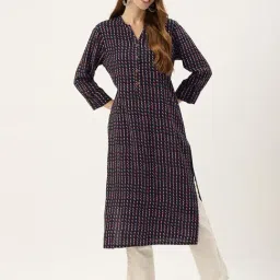 Amukti Navy Rayon Printed A Line kurta-picture-40