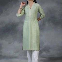 Libas Women Green Regular Fit Striped Kurta-image-1