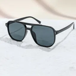 IFLASH Retro Unisex Black Lens & Black Aviator Sunglasses With UV Protected Lens BLACK-6