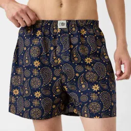 The Souled Store Navy Cotton Paisley Shorts-picture-2