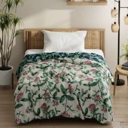 KOPA Pink & Green Microfibre Floral Single Comforter-image-4