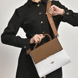 LAVIE LUXE White & Brown Printed Medium Satchel Handbag-image-59