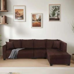 Trevi Bingo Fabric RHS 6 Seater Sectional Sofa (Mahogany)-image-50