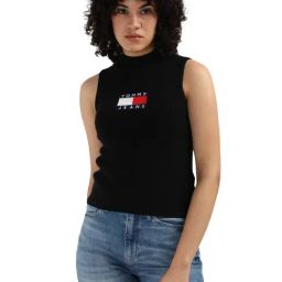 Tommy Hilfiger Black Viscose Solid Women Slim Fit Tank Sweater-image-59