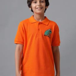 Under Fourteen Only Boys Orange Cotton Printed Polo T-Shirt-image-78