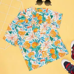 Pantaloons Junior Kids Orange & Blue Printed Shirt-picture-32