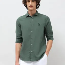 U.S. Polo Assn. Denim Co. Green Cotton Regular Fit Shirt-picture-28