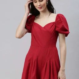 SHOWOFF Red Plain Jumpsuit-picture-0