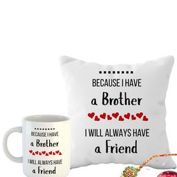 ARTBUG Stones-Studded & Beaded Rakhi With Roli Rice & Mug Cushion-image-52