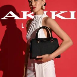 AKIKI LONDON ELIZABETH Black Striped Medium Satchel-image-75