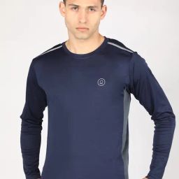 Chkokko Navy Blue Relaxed Fit Solid T-Shirts-image-78