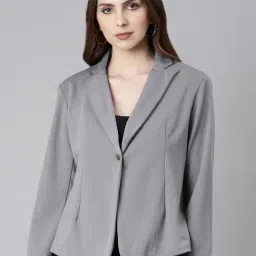 SHOWOFF Grey Regular Fit Blazer-image-47