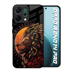 QRIOH Sun Faced Lion Glass Printed Oppo Reno14 Pro 5G Back Case Mobile Accessories-picture-11
