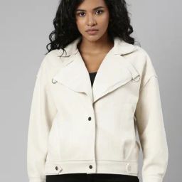 SHOWOFF Beige Suede Regular Fit Biker Jacket-image-45