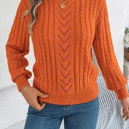 StyleCast x Revolte Self Design Women Pullover Sweaters-image-25
