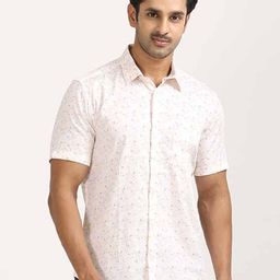Indian Terrain Men Classic Fit Floral Printed Spread Collar Pure Cotton Casual Shirt-picture-15