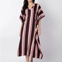 Erotissch Multicolor Striped Beachwear Kaftan Dress-image-6