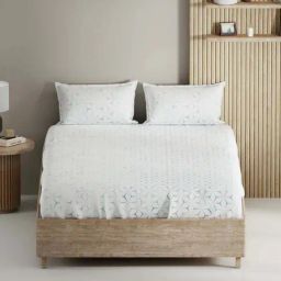 Bianca Palladium Grey & Blue Cotton 144 TC 115 GSM King Size Bedsheet With 2 Pillow Covers-image-50