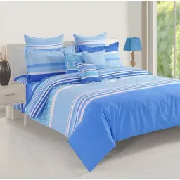 Swayam Blue Cotton Geometric Double Bed Sheets 2 Pillow Covers-image-36
