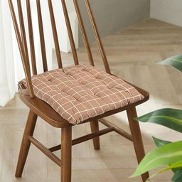Kuber Industries Brown & Grey 2 Pieces Checked Cotton Chair Pads-image-36