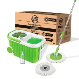 Scotch-Brite Plastic & Steel 2N Microfiber Refills Spin Mop Head and Handle Green-image-6