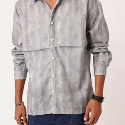 Kook N Keech Striped & Tropical Printed Pleated Detail Relaxed Fit Shirt-picture-5