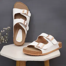 THE WHITE POLE Women Striped One Toe Flats with Buckles-picture-47