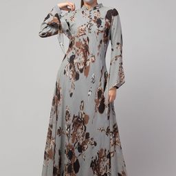 MUSHKIYA Printed Mandarin Collar Long Sleeves Maxi Dress-image-7