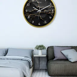 OLIVE TREE Gold-Toned & Black Printed Contemporary Wall Clock-41