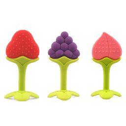 Enorme Silicone Strawberry Peach & Grapes Shape Teether Pack of 3 - Multicolour-1