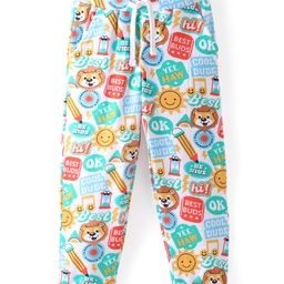 Babyhug Cotton Looper Full Length  Track Pants Lion Print  - Multicolour-image-1