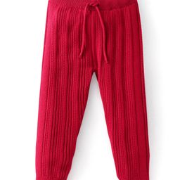 Babyhug Sweater Knit Fleece and Woollen Pants - Fuchsia-image-26